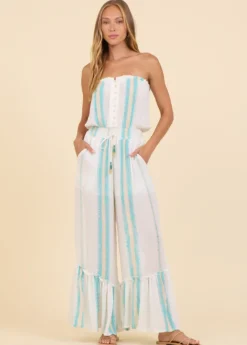 Bandeau Turquoise Stripe Jumpsuit