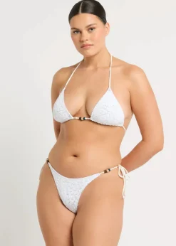 Beaded Ingrid Triangle Top in White Optic Leopard