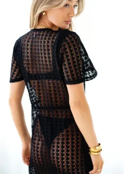 Black Lace Maxi Kaftan Mykonos