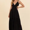 Black Lurex Stripe Maxi Dress
