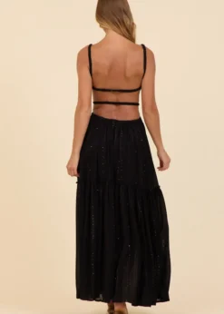 Black Lurex Stripe Maxi Dress