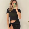 Black Short Sleeved Mesh T-shirt