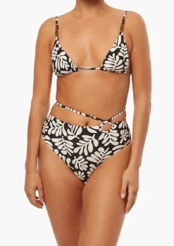 Black Strappy Tie Safari Leaves Bikini Bottom