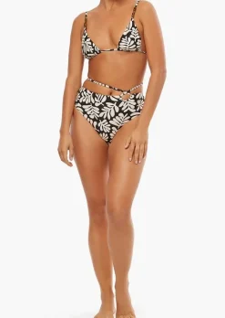 Black Strappy Tie Safari Leaves Bikini Bottom