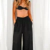 Black Stretchy Lace Palazzo Pants Ibiza
