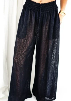 Black Stretchy Lace Palazzo Pants Ibiza