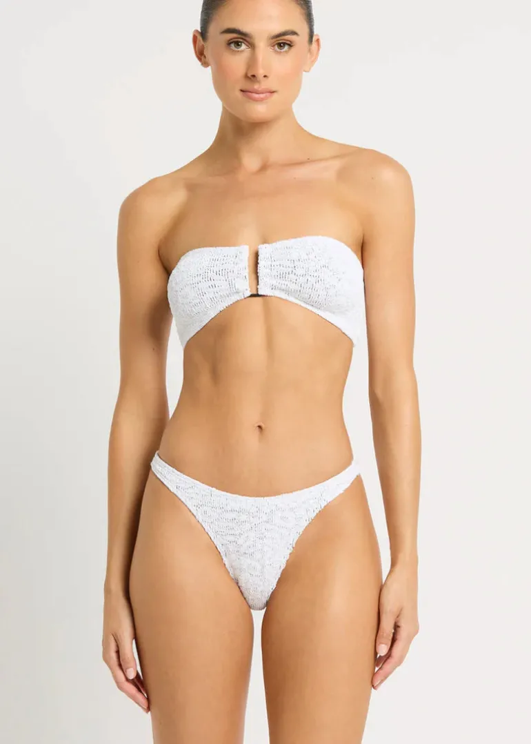 Blake Bandeau Bikini Top in White Optic Leopard