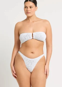 Blake Bandeau Bikini Top in White Optic Leopard