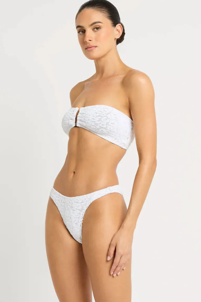 Blake Bandeau Bikini Top in White Optic Leopard