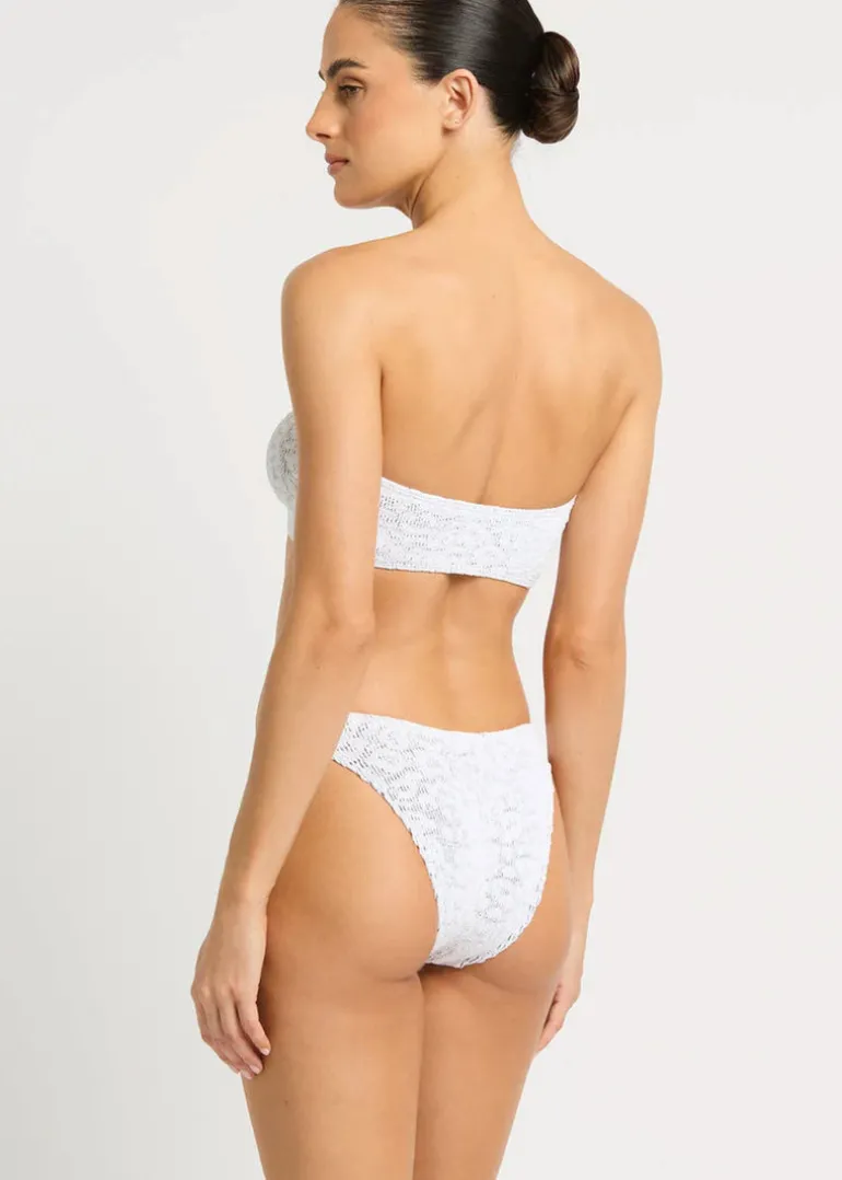 Blake Bandeau Bikini Top in White Optic Leopard
