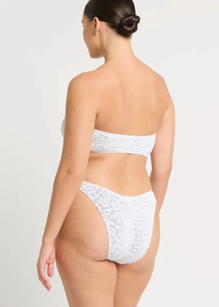 Blake Bandeau Bikini Top in White Optic Leopard