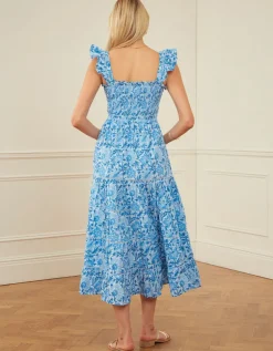 Block Print Jessica Dress in Azure