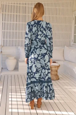 Bordeaux Print Sabrina Maxi Dress