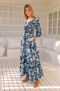 Bordeaux Print Sabrina Maxi Dress