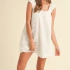 Bow Embroidery Mini Dress