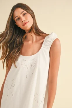 Bow Embroidery Mini Dress