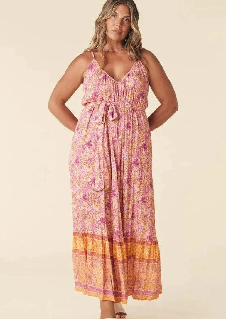 Cha Cha Village Strappy Maxi Dress in Sunrise