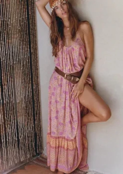 Cha Cha Village Strappy Maxi Dress in Sunrise