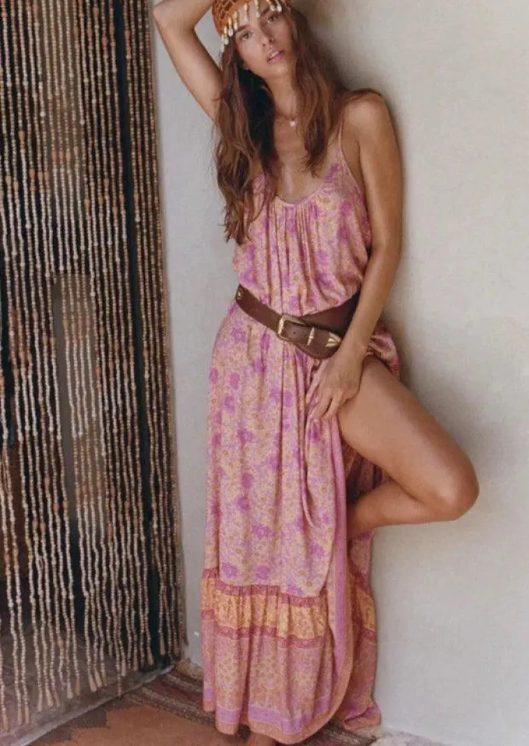 Cha Cha Village Strappy Maxi Dress in Sunrise