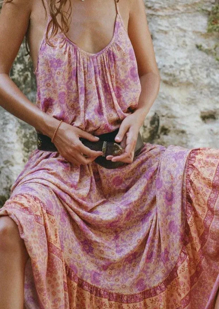 Cha Cha Village Strappy Maxi Dress in Sunrise