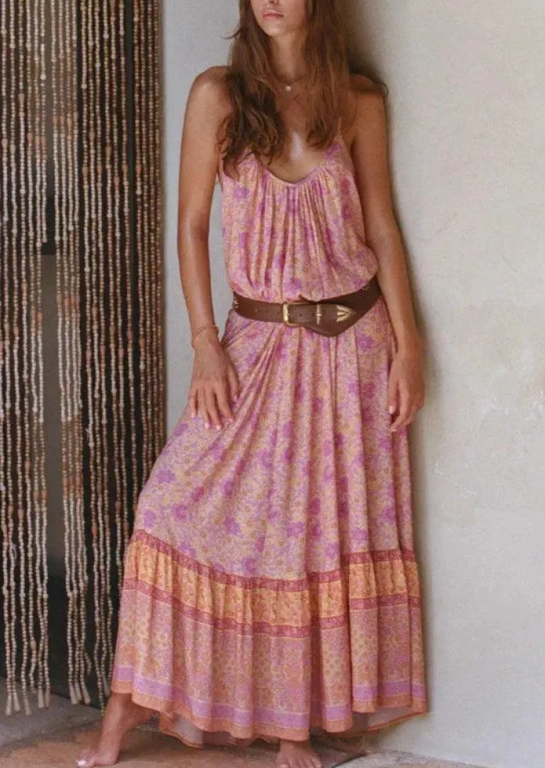 Cha Cha Village Strappy Maxi Dress in Sunrise