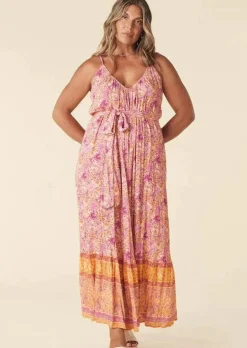 Cha Cha Village Strappy Maxi Dress in Sunrise