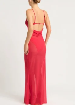 Cindy Ring Maxi Dress in Cherry Mesh