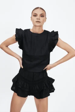 Claudia Top & Shorts Set in Black
