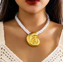 Conch Shell Rope Necklace