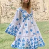 Crete Mini Embroidered Dress with Long Sleeves