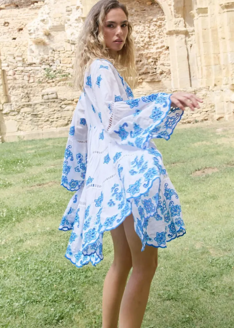 Crete Mini Embroidered Dress with Long Sleeves