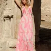 Crochet Bust Pink Maxi Dress Nilo