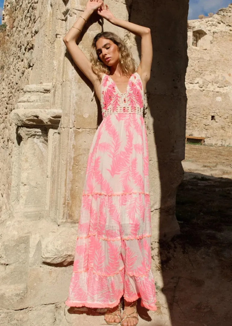 Crochet Bust Pink Maxi Dress Nilo