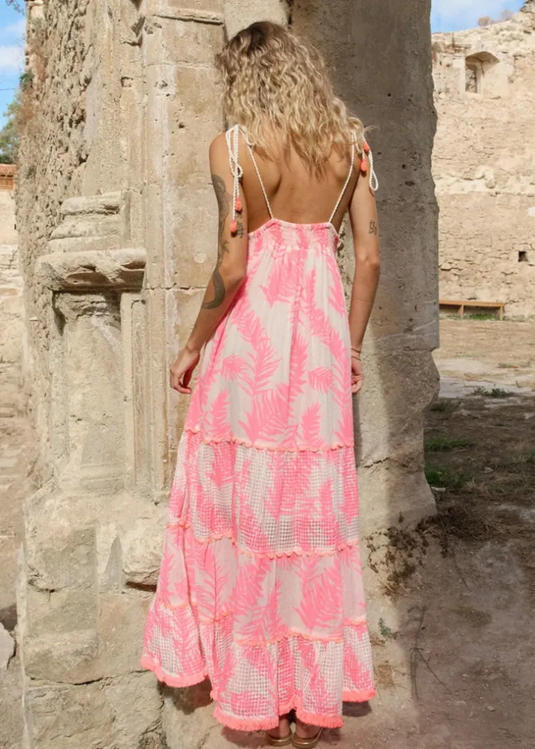 Crochet Bust Pink Maxi Dress Nilo