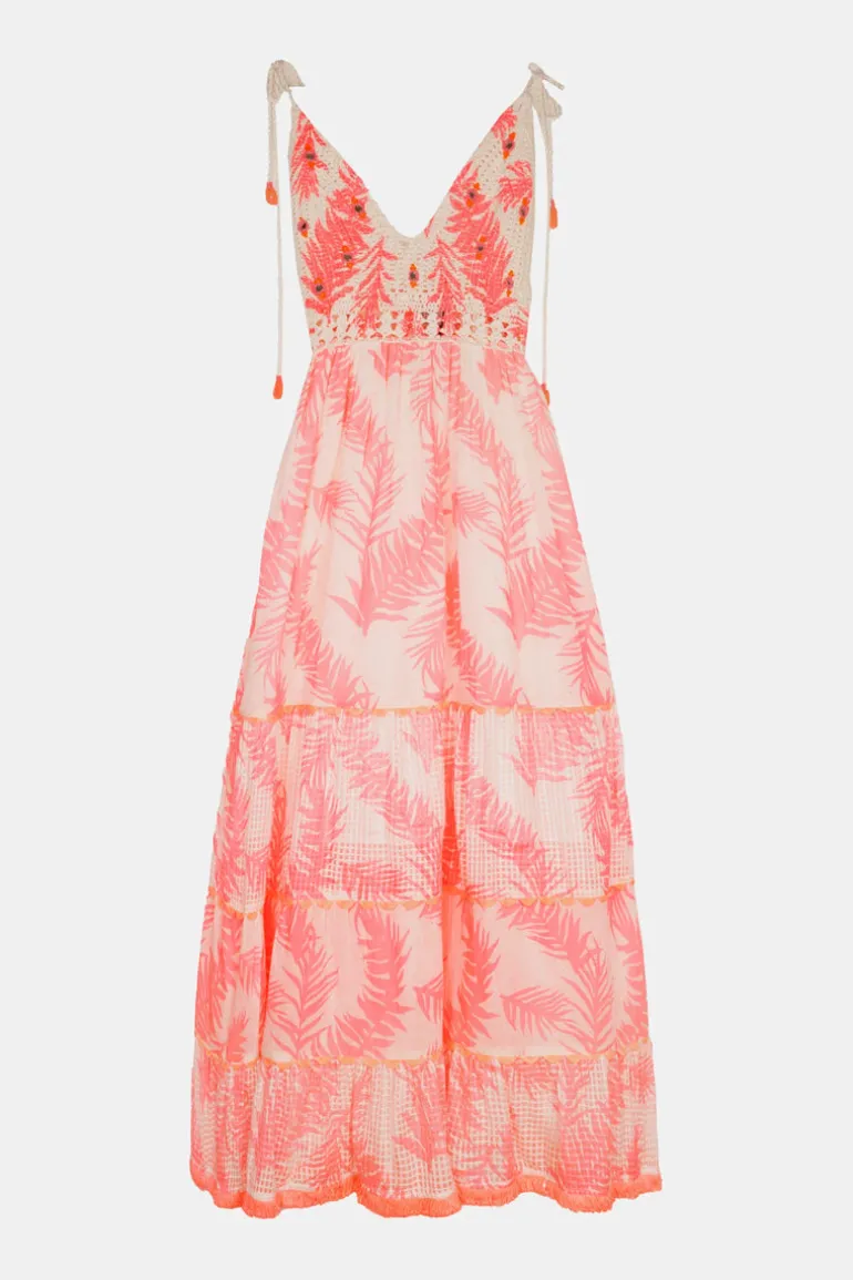 Crochet Bust Pink Maxi Dress Nilo