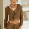 Crochet Cardigan Sea Shells in Mocha Mousse