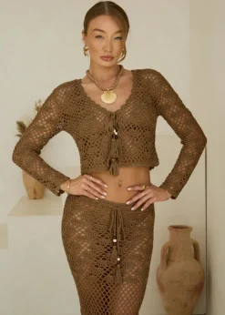 Crochet Cardigan Sea Shells in Mocha Mousse