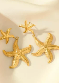Double Starfish Pendant Earrings