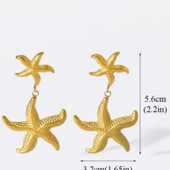 Double Starfish Pendant Earrings