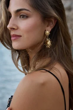Double Sun Pendant Earrings