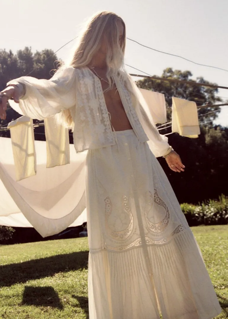 Embroidered Front Tie Blouse Ludovica