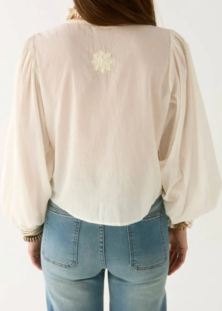 Embroidered Front Tie Blouse Ludovica