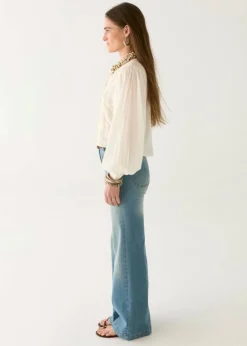 Embroidered Front Tie Blouse Ludovica