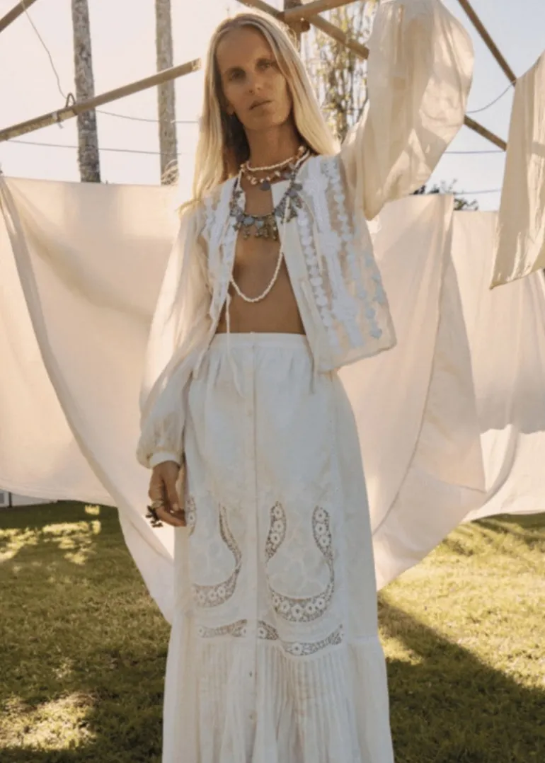 Embroidered Front Tie Blouse Ludovica