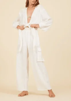 Embroidered Gauze Cargo Pant