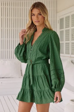 Embroidered Pine Jayde Mini Dress
