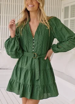 Embroidered Pine Jayde Mini Dress