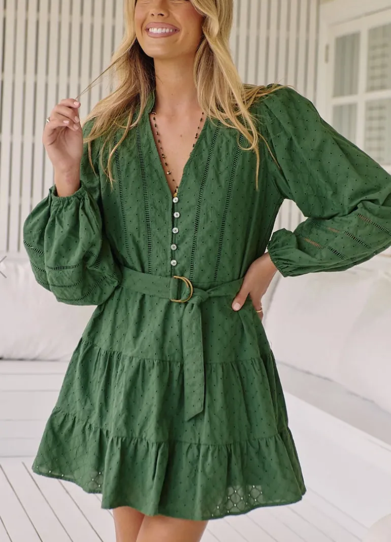 Embroidered Pine Jayde Mini Dress