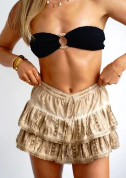 Embroidery Skort Riviera in Mocha Hand Dye