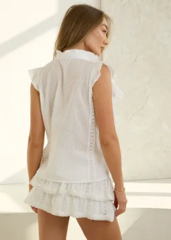 Embroidery Top Riviera in White